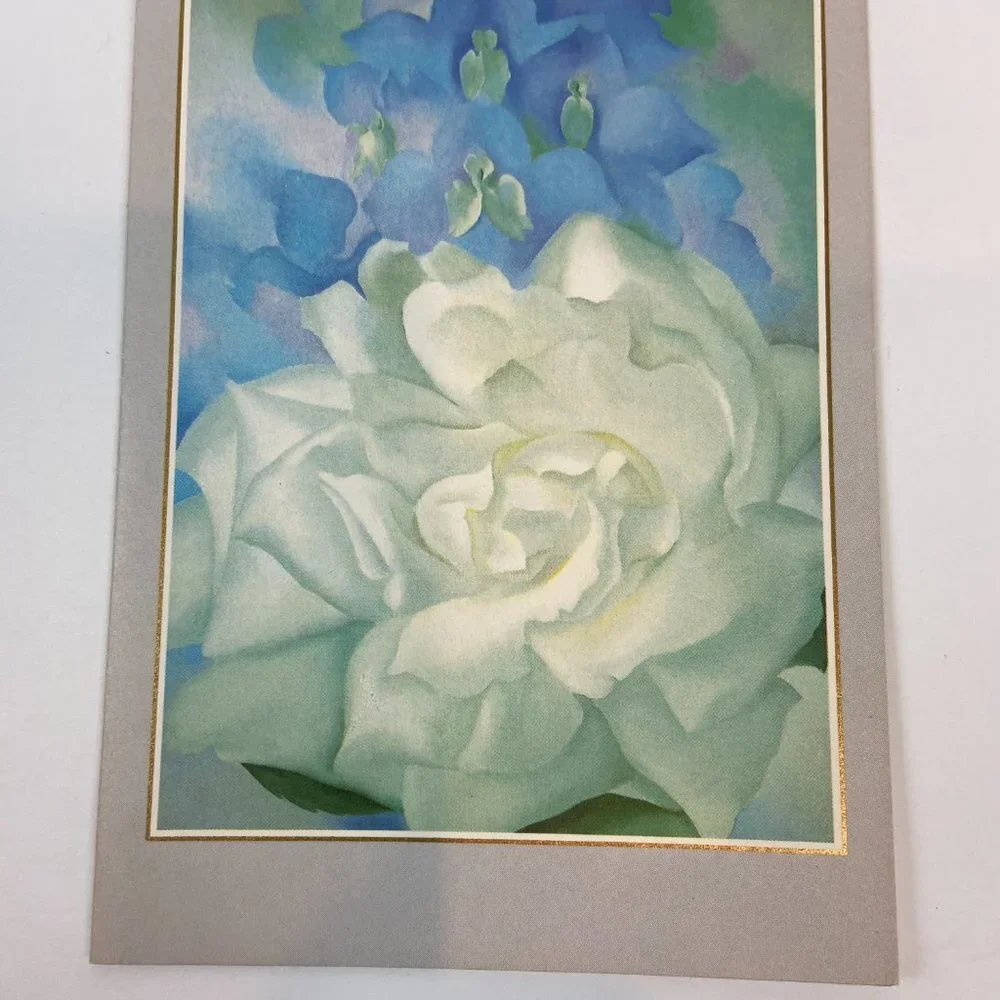 Vintage 5 Art Cards Artist Georgia O'Keeffe Poppy White Rose